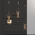 Elegant Modern Chandelier with Gold Metal Structure and Transparent Glass Lampshades for Interior