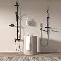 Modern Bathroom Shower System With Rainfall Top Head Handheld Sprayer And Towel Basket