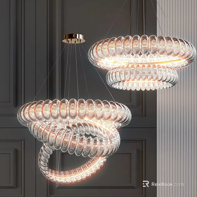 Modern Crystal Chandelier with Spiral Circular Design for Luxury Interior Lighting 3d model 