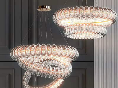 Modern Crystal Chandelier with Spiral Circular Design for Luxury Interior Lighting 3d model