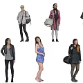 Group of People in Various Fashionable Outfits and Casual Wear Styles