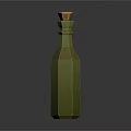 Green Polyhedral Olive Oil Bottle With Orange Cap For Food Seasoning In Kitchen