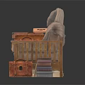 Single Sofa Covered With Blanket Suitcase Books And Shoes On And Around