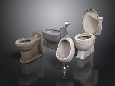 Different Bathroom Toilet Designs Including Urinals and Commodes for Living Spaces 3d model