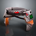 Retro Cyberpunk Grunge Gray Belt Featuring Pixel Art Red Heart Green Digital Display Orange Accents