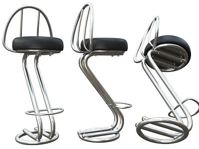 Modern Swivel Bar Stool With Silver Metal Frame Black Seat And Footrest Design 3d model Modern Swivel Bar Stool With Silver Metal Frame Black Seat And Footrest Design 3d model