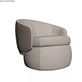 Stylish Modern Single Leather Sofa With Curved Armrests And Round Base Design 3d model