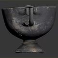Ancient Hand Carved Ceramic Cup With Double Handles And Retro Design