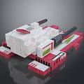 Futuristic Tank With Red And White Block Structure 3d model