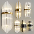 Modern Crystal Glass Wall Lamps With Brass Black Metal Frames And Lighting Fixtures