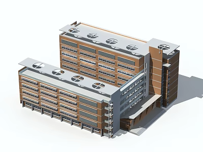 Modern Multi Story Office Building With Roof Ventilation Units And Glass Facade 3d model
