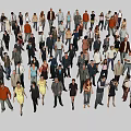 Crowd of Diverse People Standing in Various Poses With Different Clothing Styles
