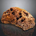 Natural Brown Rock With Rough Pitted Surface And Subtle Reflection On Dark Background 3d model