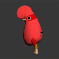 Red Cartoon Bird Figurine With Large Red Head Yellow Beak Red Eyes And Yellow Legs