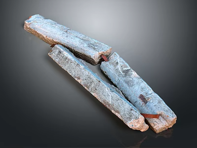 Weathered Stone Pillars With Blue Gray Surface And Broken Reddish Joined Parts 3d model