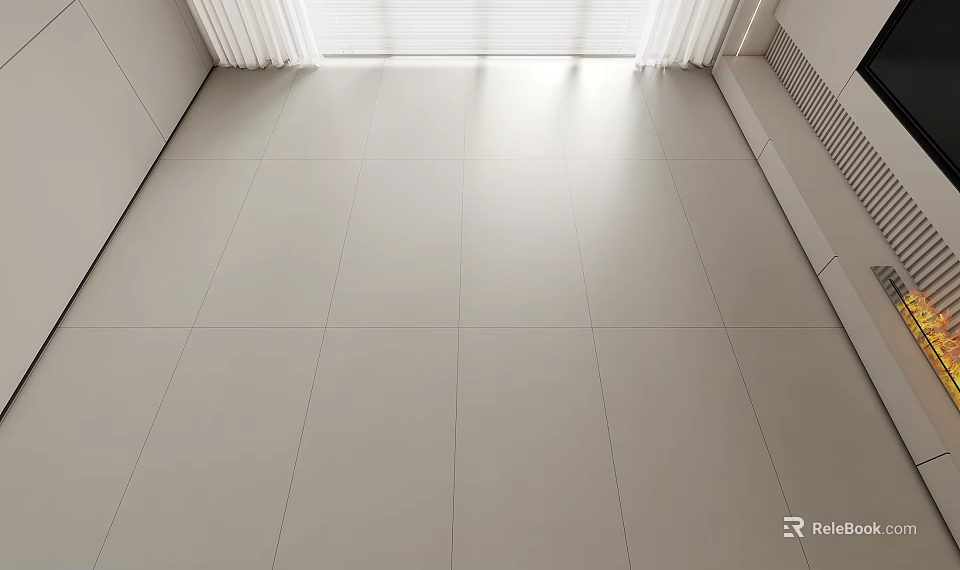 Light Colored Floor Tiles in Bright Modern Interior 3d model 