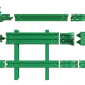 Green Metal Fence Components Including Posts Rails Brackets And Connectors For Installation