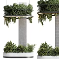 Decorative Pillar With Top Green Plant Ledge And Surrounding Lighting Base Greenery Design