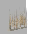 Decorative Dry Reeds in Light Colored Rectangular Planters with White Pebbles and Light Background 3d model