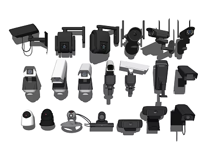 Projection Monitoring Systems With Various Surveillance Cameras And Security Devices 3d model
