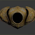 Medieval Weapon Armor With Golden Silver Intricate Patterns Chest Plate And Shoulder Guards
