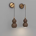 Modern Wooden and Metal Gourd Shaped Wall Lamps with Hanging Design for Interior Decoration