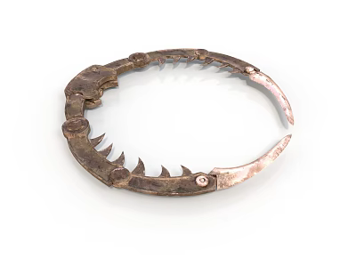 Antique Copper Colored Metal Circular Equipment With Decorative Spikes And Details 3d model