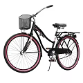 Stylish Black and Pink Bicycle with Front Wire Basket and Rear Rack