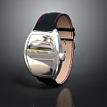 Sleek Modern Wristwatch With Black Leather Strap And Silver Dial Design