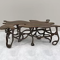 Artistic Wooden Dining Table With Intricate Curved Legs And Unique Structure Design