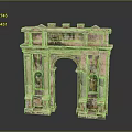 Scenic Ancient Stone Arch Architecture With Columns Top Decorations And Textured Design