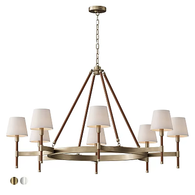 Modern Chandelier With White Lamp Shades And Circular Metal Frame For Home Decor 3d model