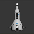 White Black Rocket Model With Pointed Top USA Flag Logo Blue Circular Emblem Bottom Supports