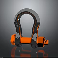 Strong Silver U Shaped Hardware Tool Shackle With Orange Threaded Nuts 3d model