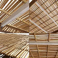 Bamboo Blinds And Roof Structure With Natural Slats Design For Home Interior