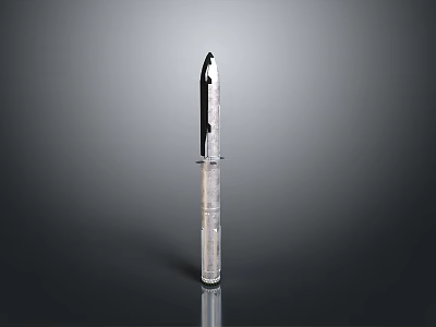 Long Blade Metal Handle Knife With Simple Design Upright On Gray Gradient Background With Reflection 3d model