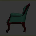 Teal Upholstered Chair with Wooden Legs Arms and Elegant Classic Design