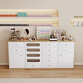 Stylish Decorative Cabinet With White Wood Design Multiple Drawers Shelves For Cosmetics Storage