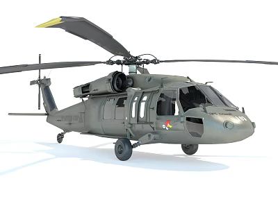 Gray Military Helicopter With Rotors Body Landing Gear And Windows Design 3d model