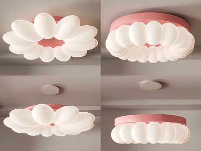 Modern lamp combination simple petal lamp children's lamp bedroom lamp cream ceiling lamp living room lamp combination model