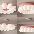 Modern lamp combination simple petal lamp children's lamp bedroom lamp cream ceiling lamp living room lamp combination 3d model