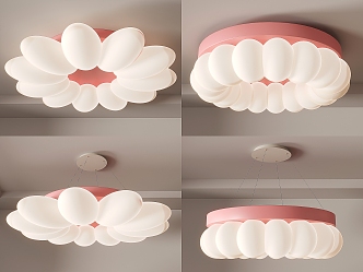 Modern lamp combination simple petal lamp children's lamp bedroom lamp cream ceiling lamp living room lamp combination 3d model