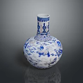 Exquisite Sculpted Blue And White Porcelain Vase With Intricate Carving Patterns