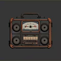 Retro Style Computer Speaker With Handle Gauge Knobs And Black Orange Design
