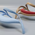 Modern Curved Blue Mesh Leisure Chair And Red Cushion Wooden Frame Design
