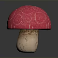 Ornamental Red Mushroom Plant with White Spots on Cap and Light Brown Stem