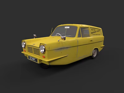 Yellow Vintage Delivery Van With Express Delivery Sign And Classic Design 3d model