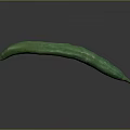 Long Fresh Green Bean With Small Square Label On Gray Shiny Surface