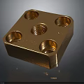 Brass Industrial Equipment Component Design With Central Threaded Hole And Four Holes