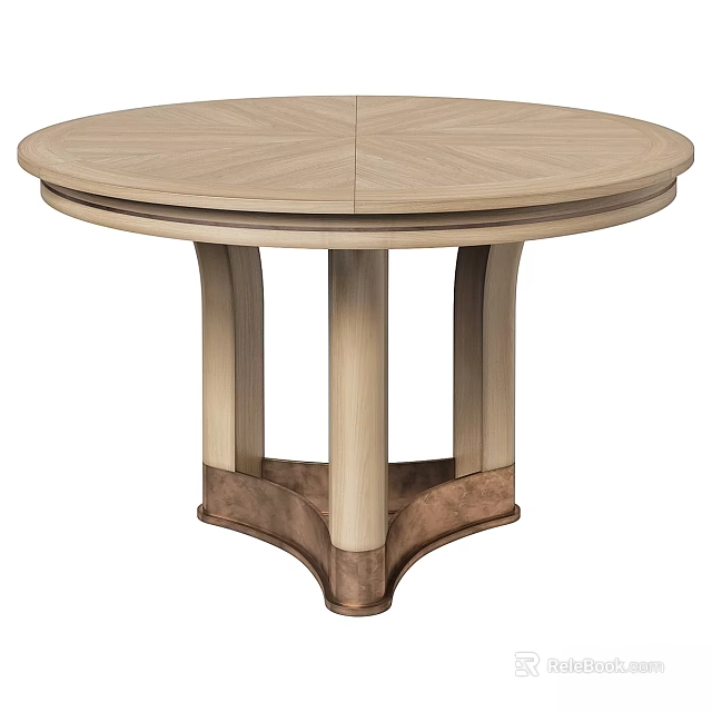 Round Wooden Dining Table With Cross Pattern Top And Curved Legs Brown Base 3d model